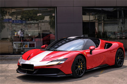 2020-UP Ferrari SF90 Stradale OE Style Autoclave Carbon Fiber Front Bumper Side Splitter