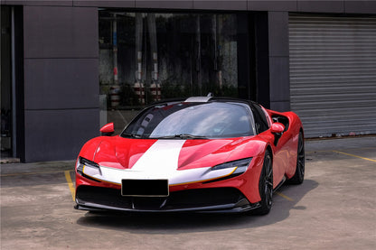 2020-UP Ferrari SF90 Stradale OE Style Autoclave Carbon Fiber Front Bumper Side Splitter