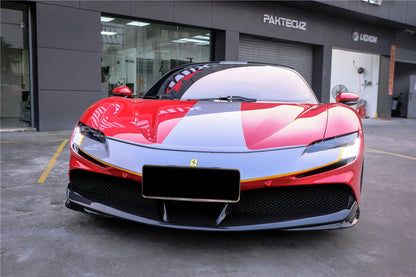 2020-UP Ferrari SF90 Stradale OE Style Autoclave Carbon Fiber Front Bumper Side Splitter