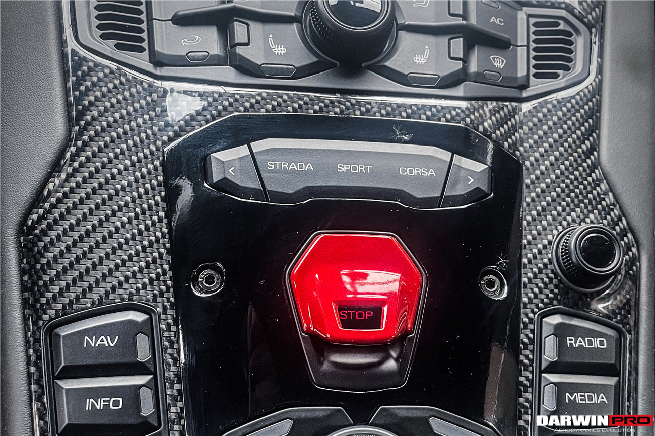 2011-2016  Lamborghini Aventador LP700 Coupe Roadster Dry Carbon Fiber Centre Console Surround Replacement - DarwinPRO Aerodynamics