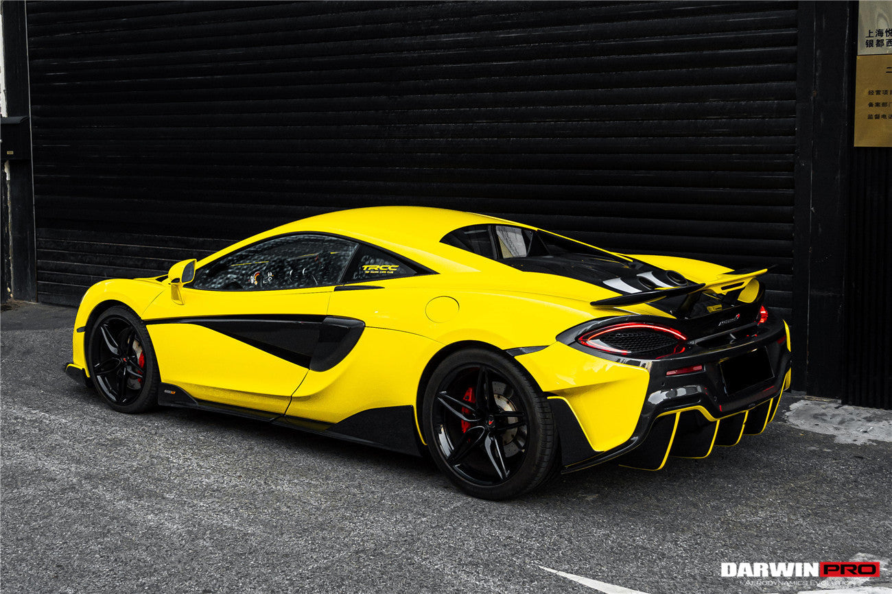 2015-2020 McLaren 540C 570S 570GT 600LT-Style Partial Carbon Fiber Rear Bumper with Diffuser  and Trunk Spoiler and Engine Trunk and Exhaust