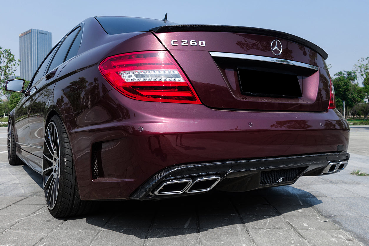 2008-2014 Mercedes Benz C Class W204 P Style Rear Bumper with Exhaust tips