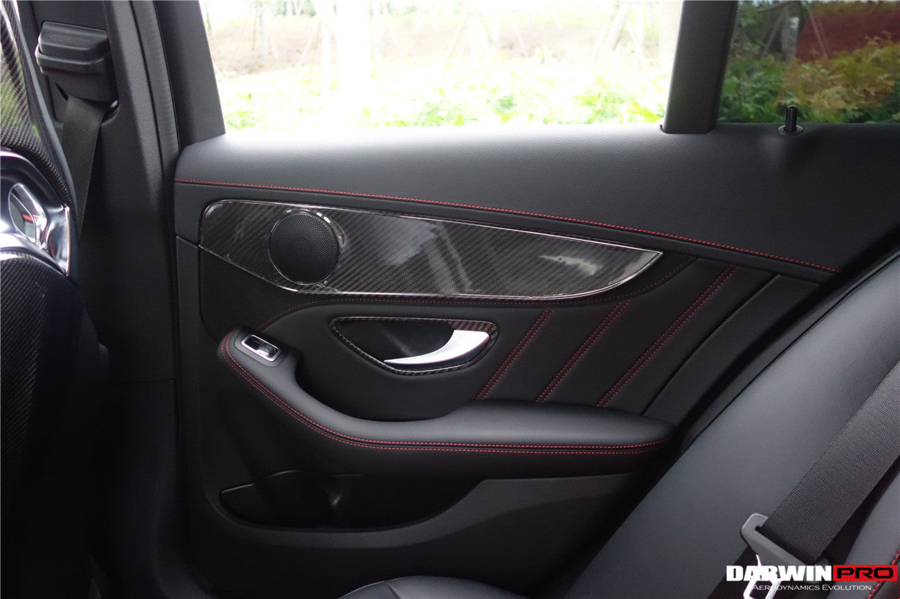 2015-2021 Mercedes Benz W205 C Class GLC X253 Carbon Fiber Interior Door Handle Cover Trim