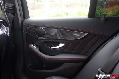 2015-2021 Mercedes Benz W205 C Class GLC X253 Carbon Fiber Interior Door Handle Cover Trim