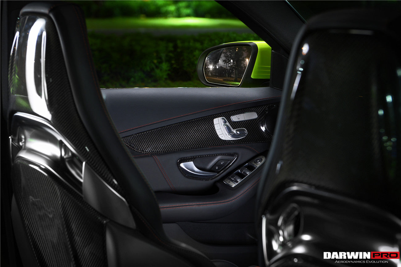 2015-2021 Mercedes Benz W205 C Class GLC X253 Carbon Fiber Interior Door Handle Cover Trim