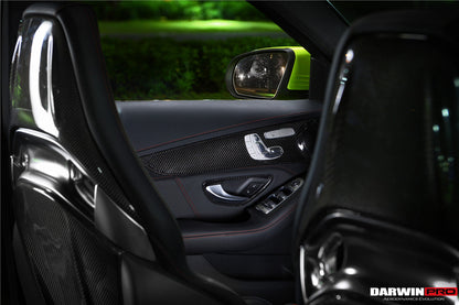 2015-2021 Mercedes Benz W205 C Class GLC X253 Carbon Fiber Interior Door Handle Cover Trim