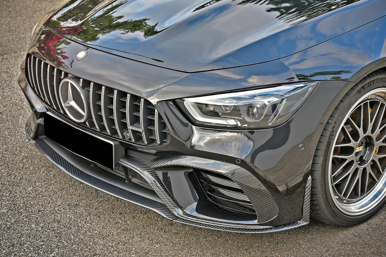 2019-2024 Mercedes Benz AMG GT63 S 4Door Coupe X290 Carbon Fiber Front Bumper Vents Canards - DarwinPRO Aerodynamics
