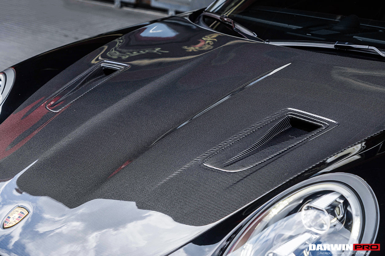 DarwinPRO 2013-2019 Porsche 911 991 Carrera & C2, C2S, C4, C4S, Targa & GT3 & Turbo GT2RS-Style Carbon Fiber Hood - DarwinPRO Aerodynamics