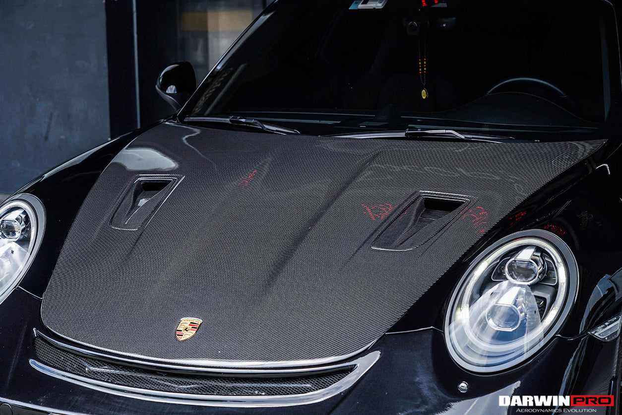DarwinPRO 2013-2019 Porsche 911 991 Carrera & C2, C2S, C4, C4S, Targa & GT3 & Turbo GT2RS-Style Carbon Fiber Hood - DarwinPRO Aerodynamics