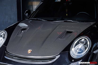 DarwinPRO 2012-2019 Porsche 991 Carrera S & Targa 4 & 4s GT2RS Style Carbon Fiber Hood - DarwinPRO Aerodynamics
