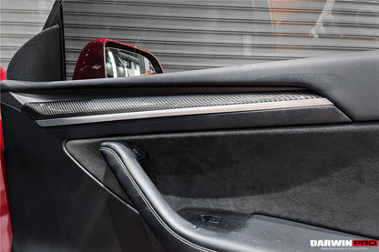 2020-2023 Tesla Model 3 Y OEM Style Autoclave Carbon Fiber Door Trim Interior Replacement