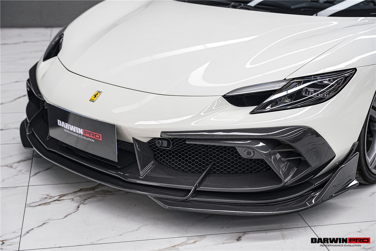 DarwinPRO 2022-2026 Ferrari 296 GTB & GTS Type F171 iMP Style Carbon Fiber Front Bumper Lip Splitter - DarwinPRO Aerodynamics