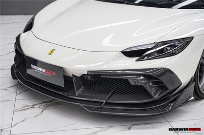 DarwinPRO 2022-2026 Ferrari 296 GTB & GTS Type F171 iMP Style Carbon Fiber Front Bumper Lip Splitter - DarwinPRO Aerodynamics