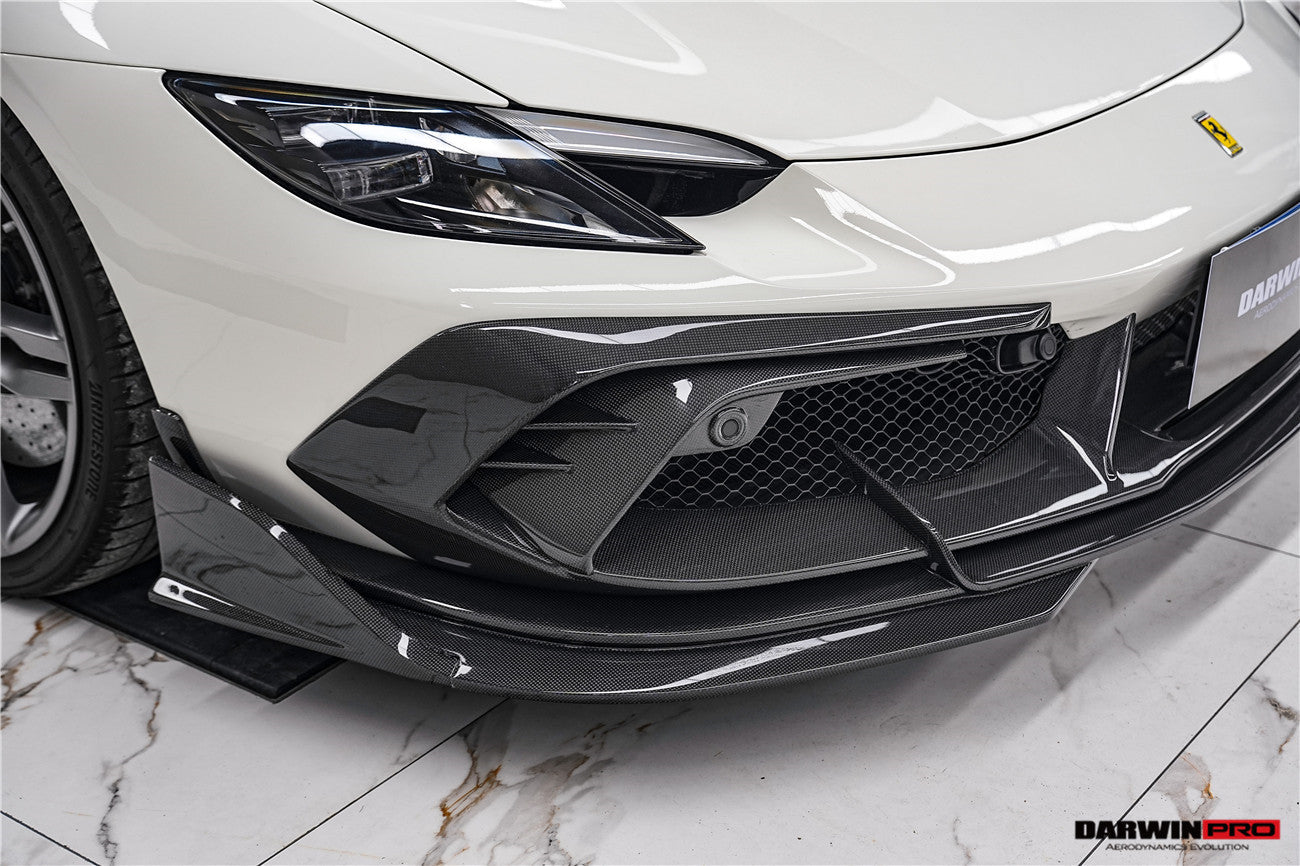 DarwinPRO 2022-2026 Ferrari 296 GTB & GTS Type F171 iMP Style Carbon Fiber Front Bumper Lip Splitter - DarwinPRO Aerodynamics