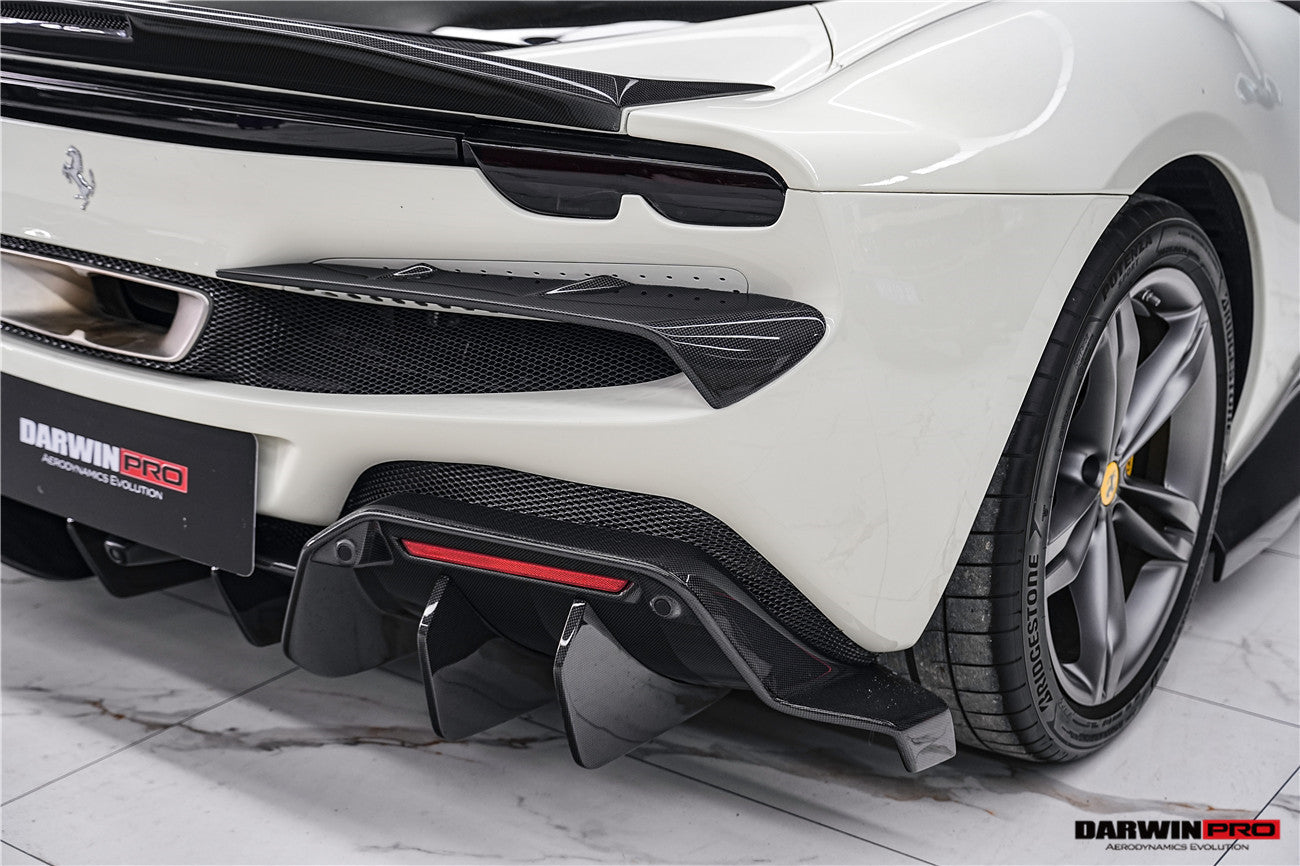 DarwinPRO 2022-2026 Ferrari 296 GTB & GTS Type F171 iMP Style Carbon Fiber Rear Bumper Trim - DarwinPRO Aerodynamics