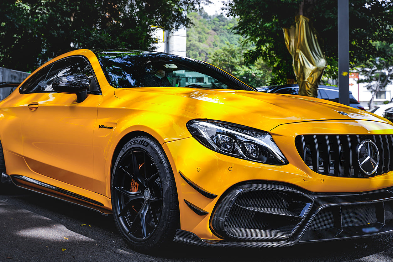 2015-2021 Mercedes Benz W205 C63 C63S AMG Coupe IMP Performance Partial Carbon Fiber Front Bumper With Canards