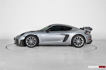 2017-2025 Porsche 718 Cayman Boxster GT4RS Style Autoclave Carbon Fiber Rear Diffuser Lip With Winglets And Exhaust Tips