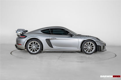 2017-2025 Porsche 718 Cayman Boxster GT4RS Style Autoclave Carbon Fiber Rear Diffuser Lip With Winglets And Exhaust Tips