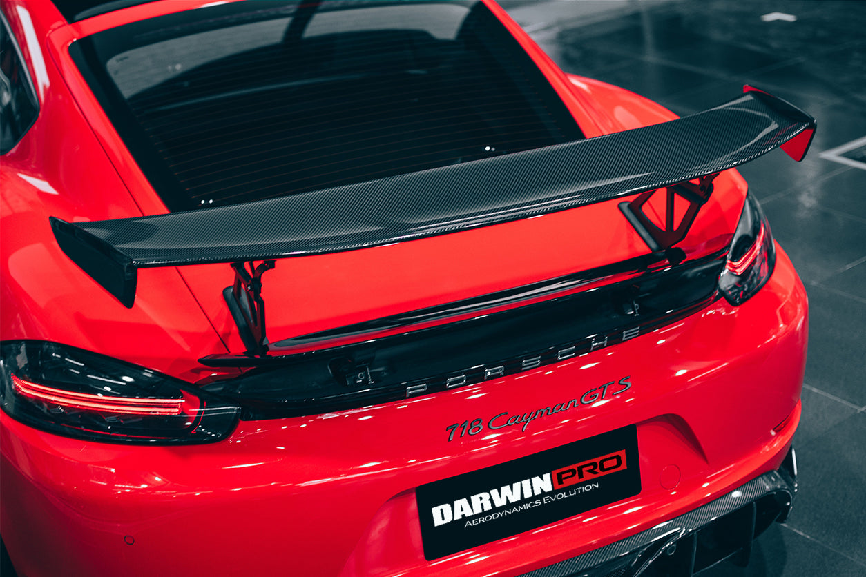 DarwinPRO 2016-2024 Porsche 718 Cayman & Boxster BKSS Style Carbon Fiber Trunk Spoiler - DarwinPRO Aerodynamics
