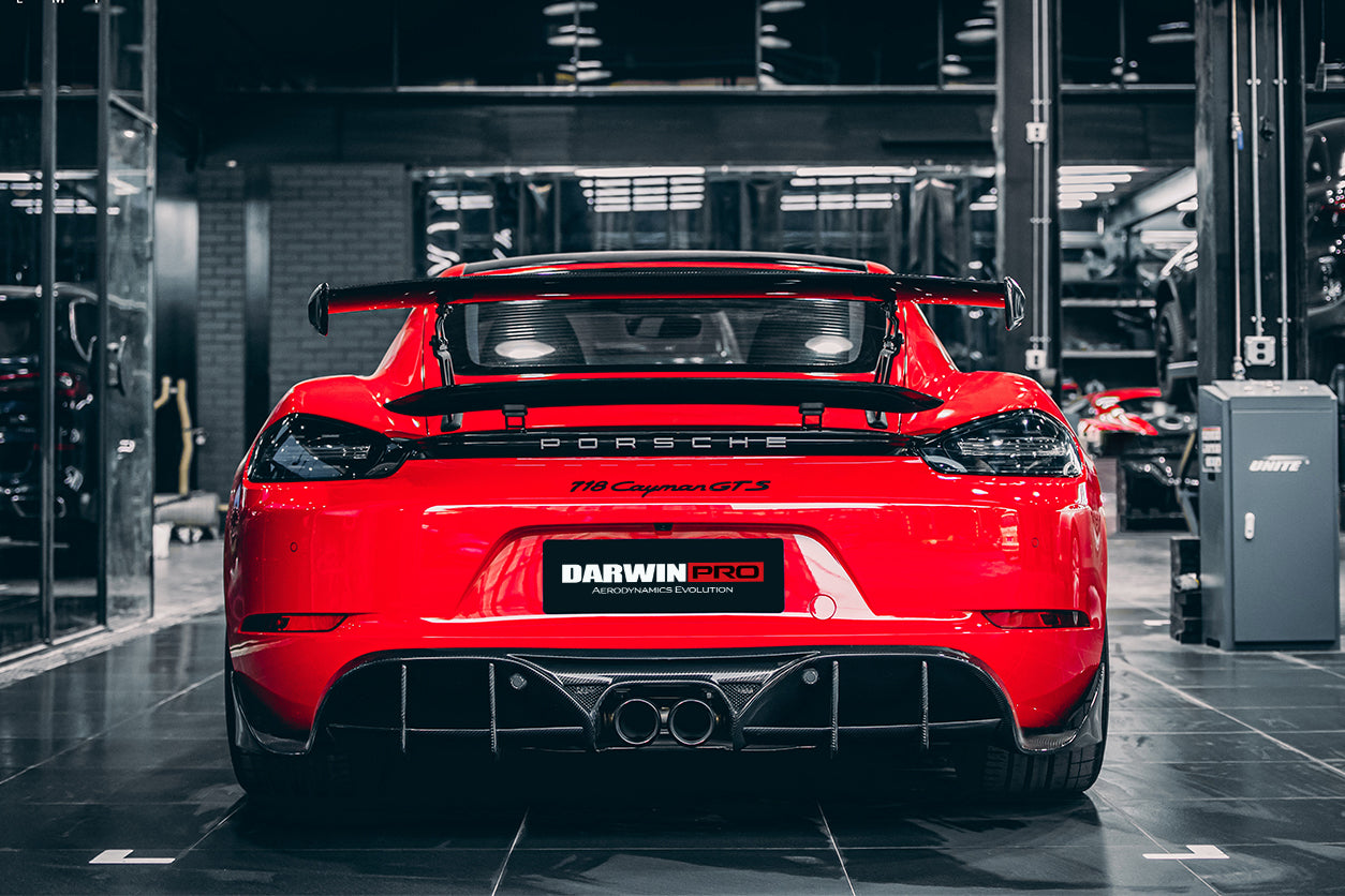 DarwinPRO 2016-2024 Porsche 718 Cayman & Boxster BKSS Style Carbon Fiber Trunk Spoiler - DarwinPRO Aerodynamics