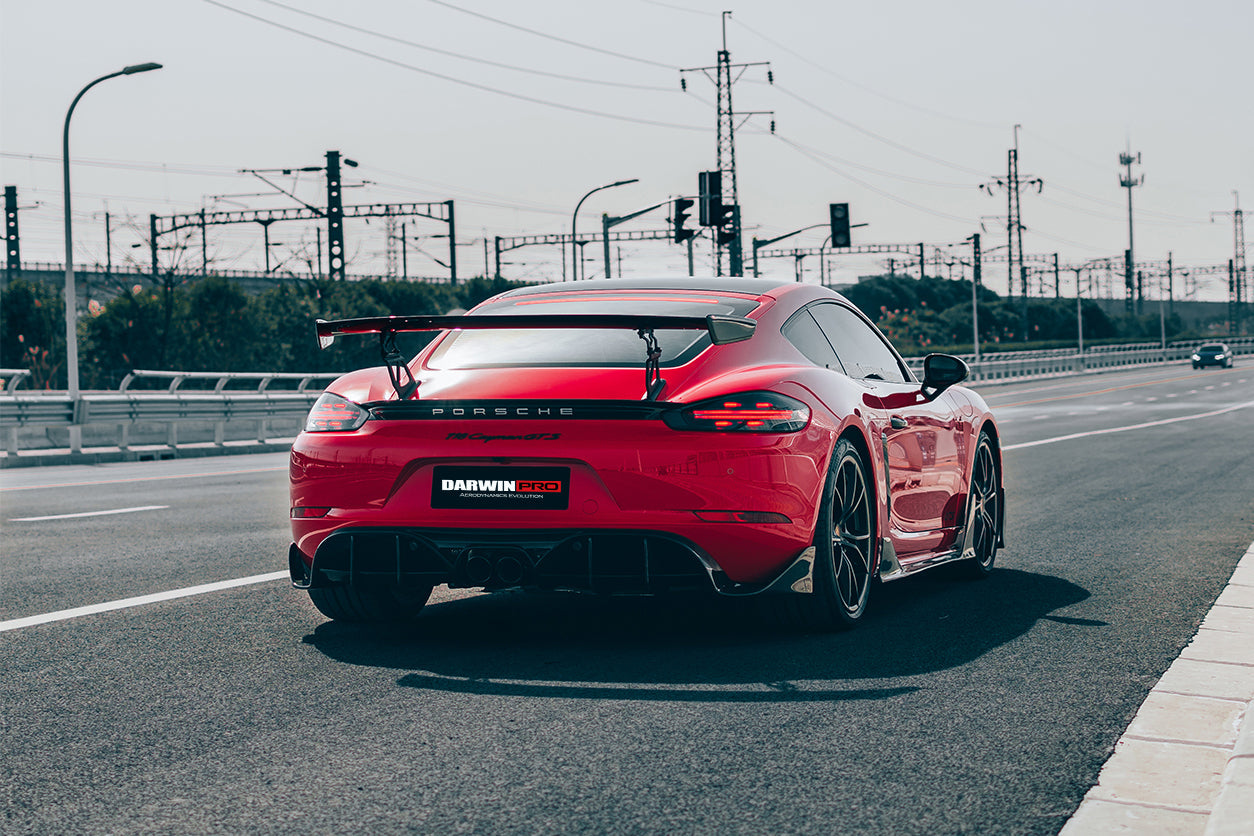 DarwinPRO 2016-2024 Porsche 718 Cayman & Boxster BKSS Style Carbon Fiber Trunk Spoiler - DarwinPRO Aerodynamics