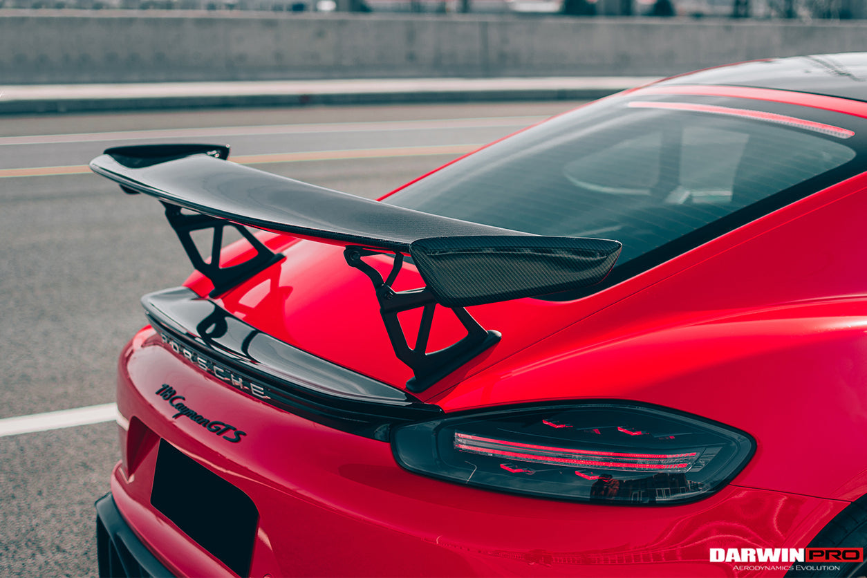DarwinPRO 2016-2024 Porsche 718 Cayman & Boxster BKSS Style Carbon Fiber Trunk Spoiler - DarwinPRO Aerodynamics