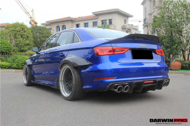 2013-2016 Audi S3 & A3 Sline Sedan BKSS Style Rear Diffuser with LED Light - DarwinPRO Aerodynamics