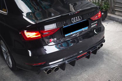 2013-2016 Audi S3 & A3 Sline Sedan BKSS Style Rear Diffuser with LED Light - DarwinPRO Aerodynamics