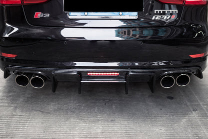 2013-2016 Audi S3 & A3 Sline Sedan BKSS Style Rear Diffuser with LED Light - DarwinPRO Aerodynamics