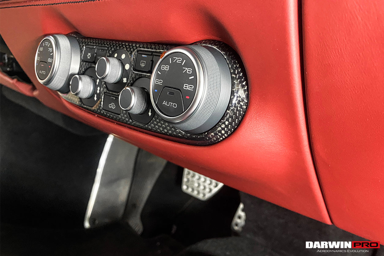 2015-2020 Ferrari 488 GTB & Spider Dry Carbon Fiber AC Control Panel Cover - DarwinPRO Aerodynamics