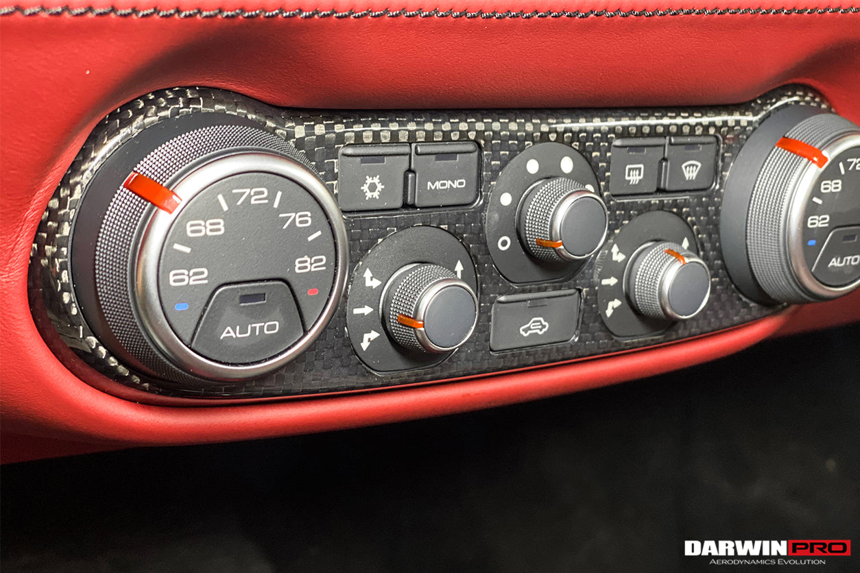 2015-2020 Ferrari 488 GTB & Spider Dry Carbon Fiber AC Control Panel Cover - DarwinPRO Aerodynamics
