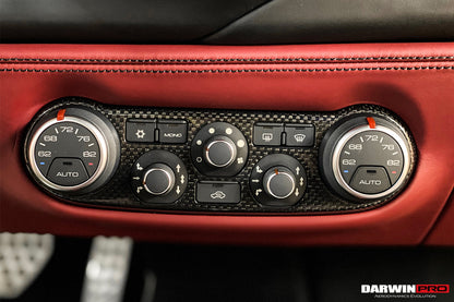 2015-2020 Ferrari 488 GTB & Spider Dry Carbon Fiber AC Control Panel Cover - DarwinPRO Aerodynamics