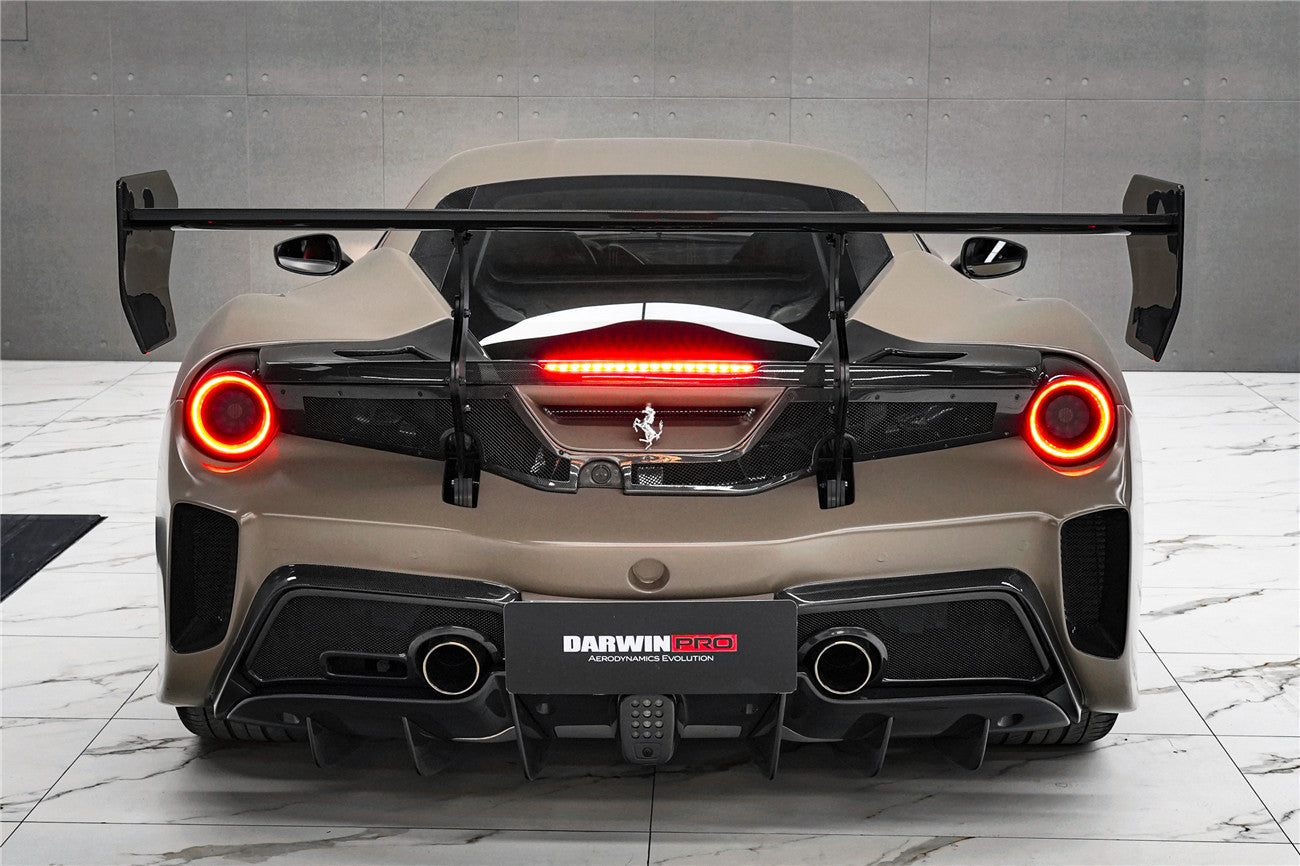 DarwinPRO 2015-2020 Ferrari 488 GTB Challenge Evo Modena Style Rear Bumper With Deck Lid Wing & Diffuser & Wing