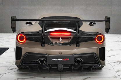 DarwinPRO 2015-2020 Ferrari 488 GTB Challenge Evo Modena Style Rear Bumper With Deck Lid Wing & Diffuser & Wing
