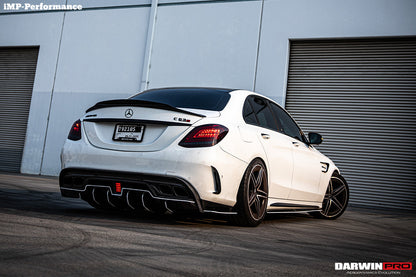 2015-2021 Mercedes Benz W205 C63 S AMG Sedan IMP Performance Carbon Fiber Rear Diffuser with Caps - DarwinPRO Aerodynamics