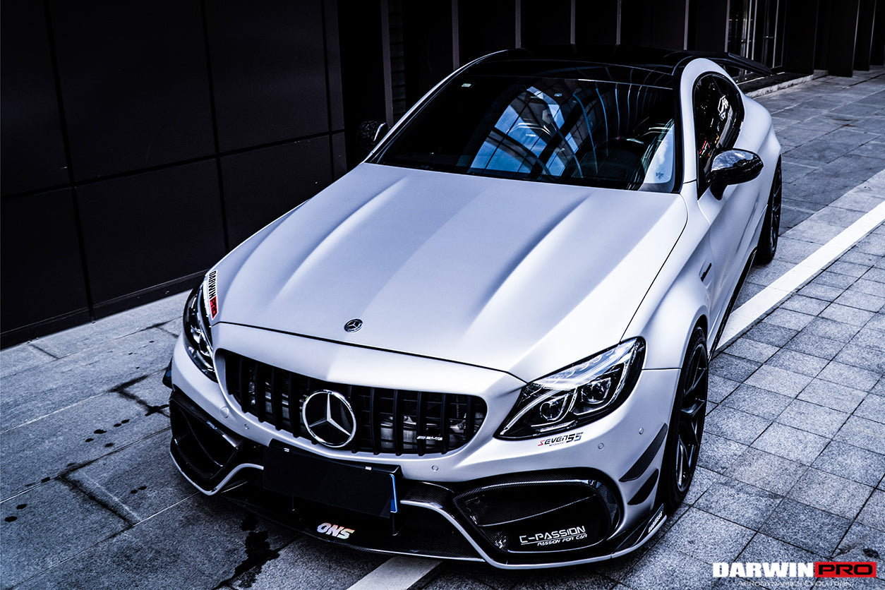 2015-2021 Mercedes Benz W205 C63 C63S AMG Coupe IMP Performance Partial Carbon Fiber Front Bumper With Grille & Canards - DarwinPRO Aerodynamics
