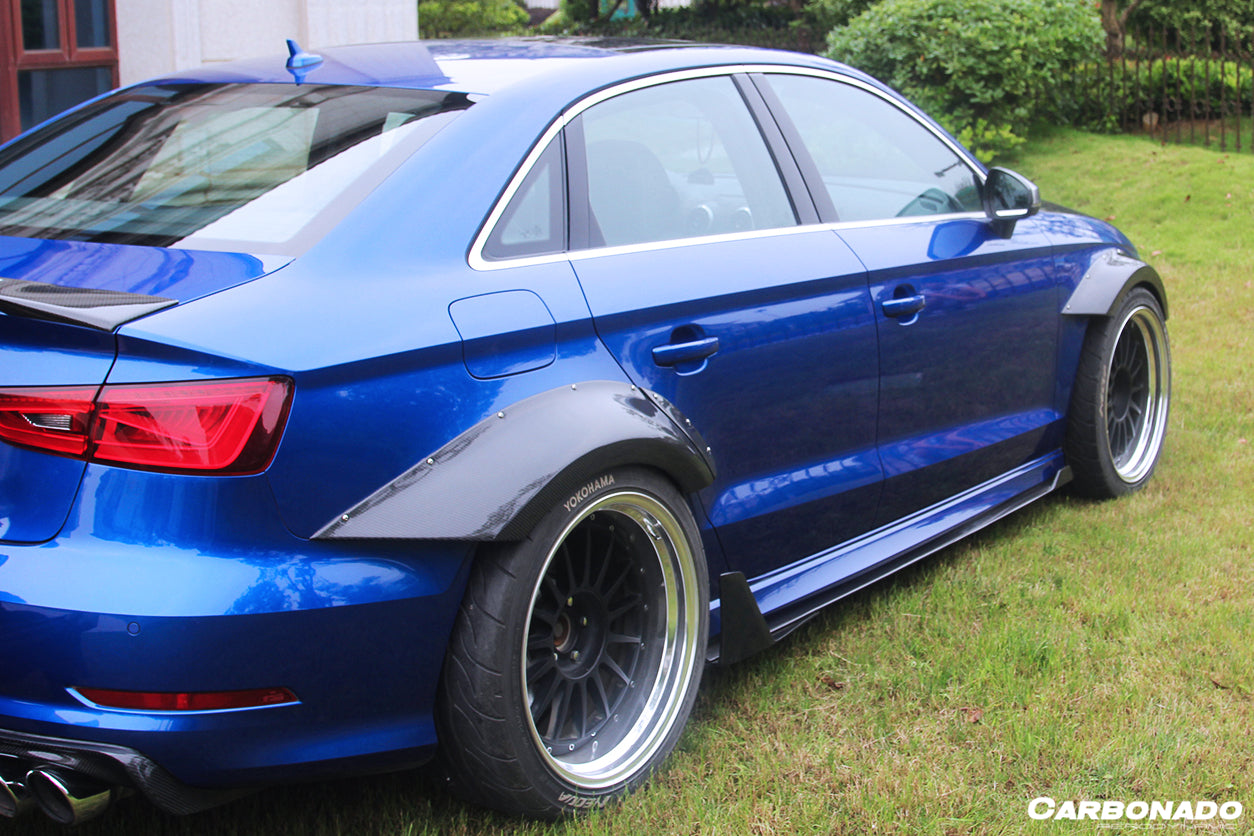 2017-2020 Audi RS3 8V.2 Sedan Only BKSS Style Carbon Fiber Side Skirts Under Board