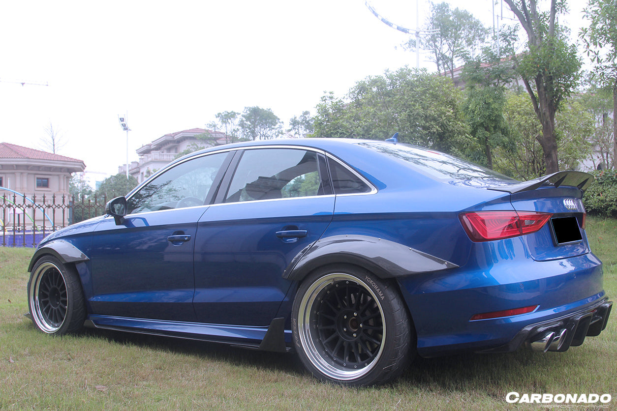 2017-2020 Audi RS3 8V.2 Sedan Only BKSS Style Carbon Fiber Side Skirts Under Board