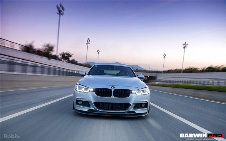 DarwinPRO 2013-2019 BMW 3 Series F30 F35 M-Tech GV Style Carbon Fiber Front Lip With Caps - DarwinPRO Aerodynamics