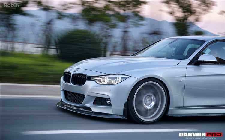 DarwinPRO 2013-2019 BMW 3 Series F30 F35 M-Tech GV Style Carbon Fiber Front Lip With Caps - DarwinPRO Aerodynamics