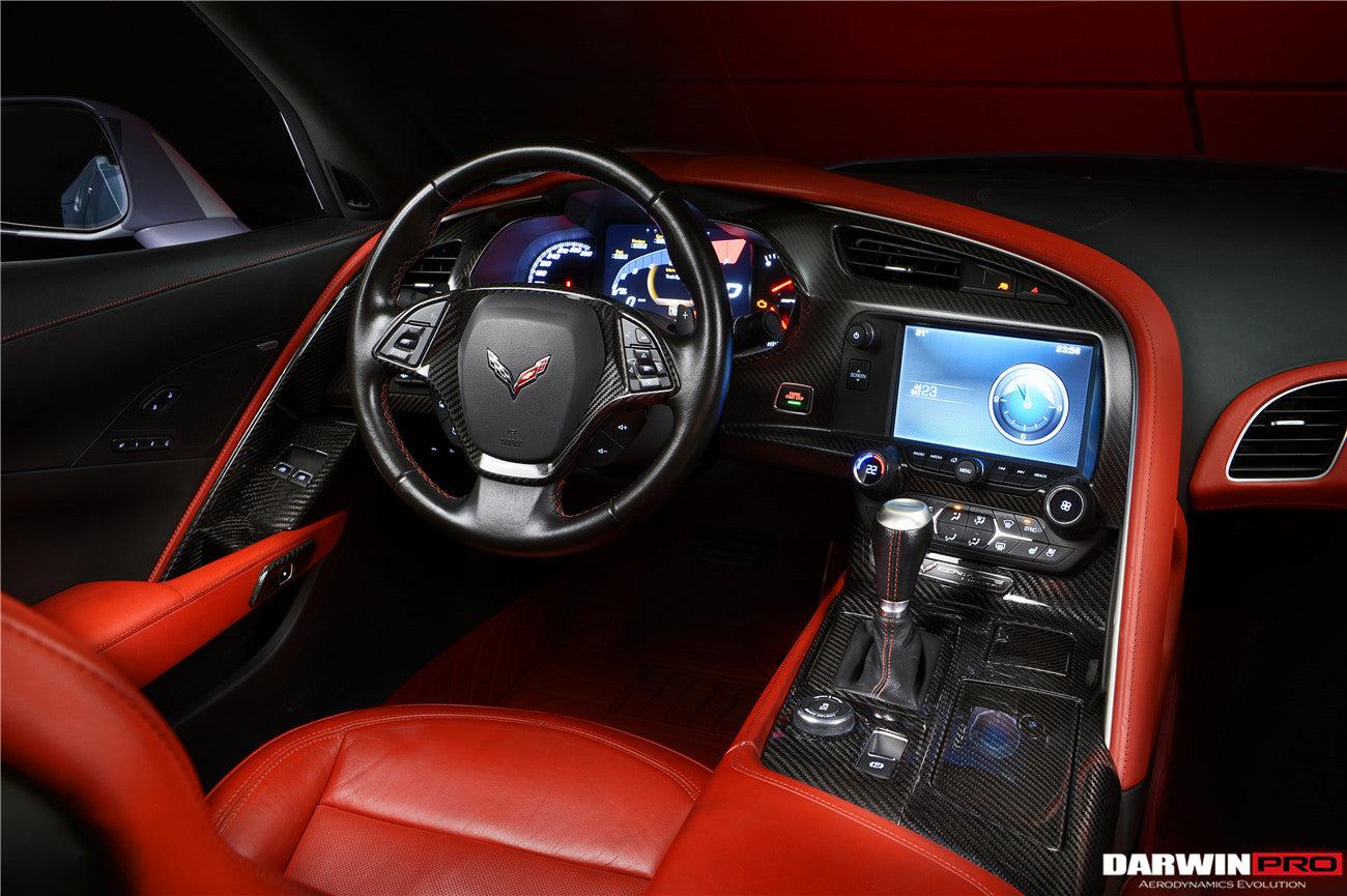 2013-2019 Corvette C7 Z06 Grandsport Dry Carbon Fiber Interior Cup Holder Cover Panel Trim - DarwinPRO Aerodynamics