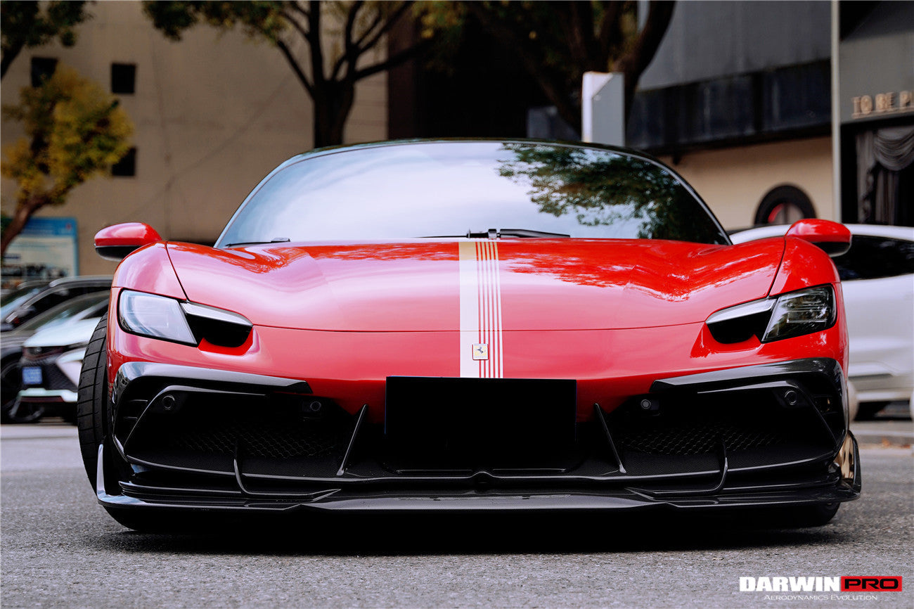 DarwinPRO 2022-2025 Ferrari 296 GTB  GTS Type F171 iMP Carbon Fiber Front Bumper Lip Splitter With Camera holes - DarwinPRO Aerodynamics