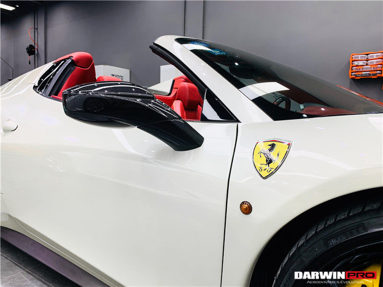 2010-2015 Ferrari 458 Coupe Spider Speciale Dry Carbon Fiber Mirror Housing Repalcement - DarwinPRO Aerodynamics