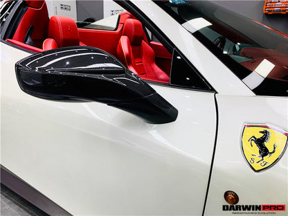 2010-2015 Ferrari 458 Coupe Spider Speciale Dry Carbon Fiber Mirror Housing Repalcement - DarwinPRO Aerodynamics
