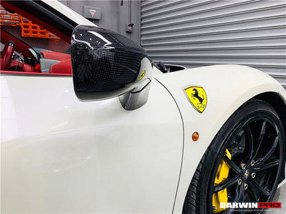 2010-2015 Ferrari 458 Coupe Spider Speciale Dry Carbon Fiber Mirror Housing Repalcement - DarwinPRO Aerodynamics
