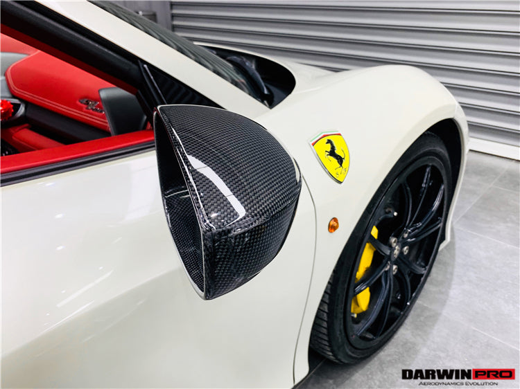 2010-2015 Ferrari 458 Coupe Spider Speciale Dry Carbon Fiber Mirror Housing Repalcement - DarwinPRO Aerodynamics