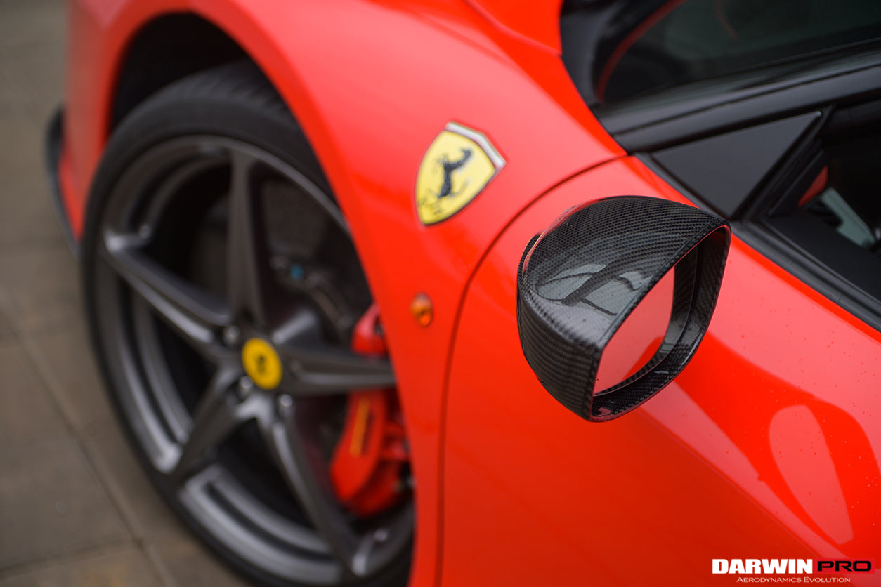 2010-2015 Ferrari 458 Coupe Spider Speciale Dry Carbon Fiber Mirror Housing Repalcement - DarwinPRO Aerodynamics