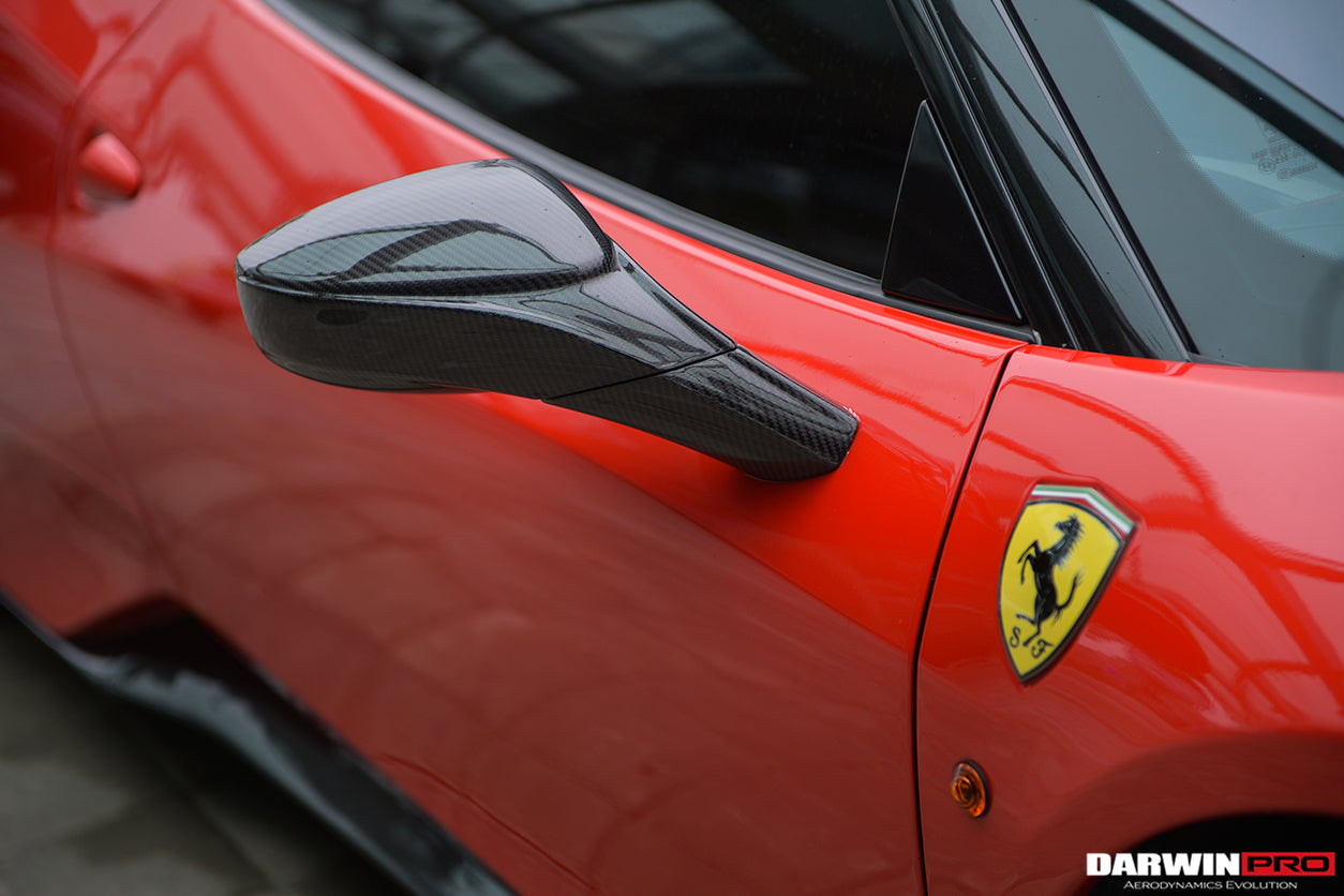 2010-2015 Ferrari 458 Coupe Spider Speciale Dry Carbon Fiber Mirror Housing Repalcement - DarwinPRO Aerodynamics