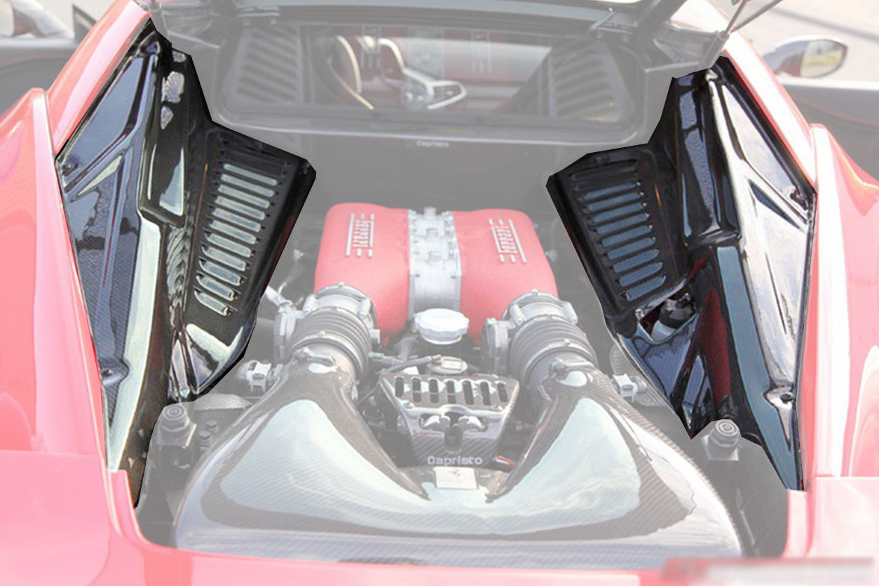 2010-2015 Ferrari 458 Coupe  Speciale Dry Carbon Fiber Engine Bay Panels - DarwinPRO Aerodynamics