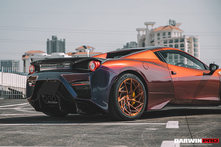 DarwinPRO 2010-2015 Ferrari 458 Spider BKSS Style Partial Carbon Fiber Rear Bumper And Carbon Fiber Trunk With Tail Light Cover - DarwinPRO Aerodynamics